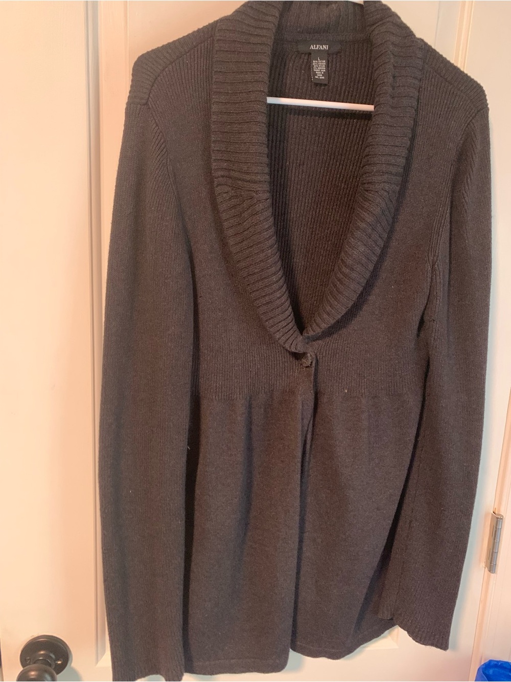Alfani Charcoal Shawl-Collar Cardigan Sweater